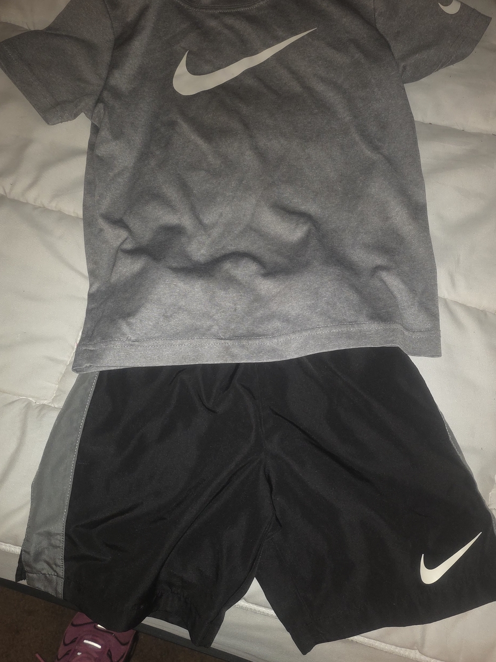 Nike Grey and Black Athletic Tee and Shorts Set